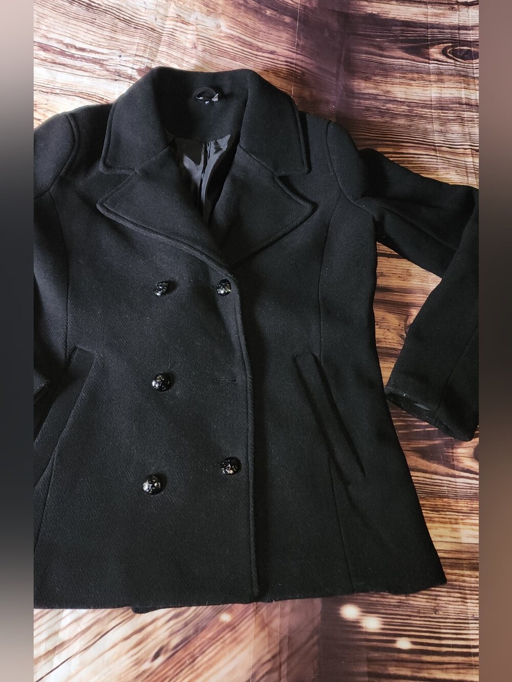 H&M Black Double-Breasted Peacoat